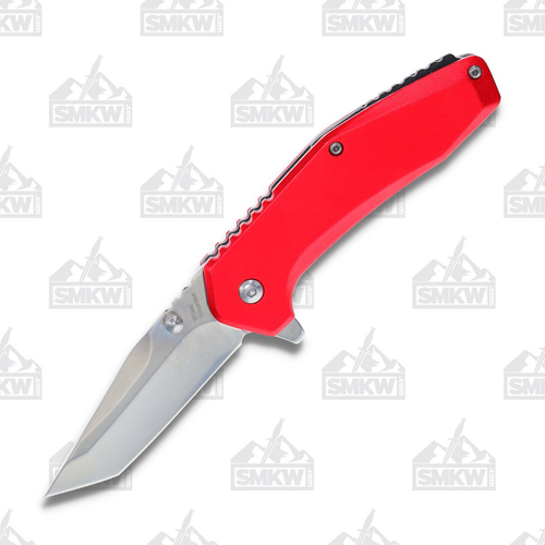 Steel Warrior Spring-Assisted Stallion Tanto Linerlock Folding Knife Red FRSW888R